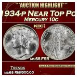 1934-p Mercury Dime Near Top Pop 10c ms68 FSB SEGS