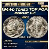 1944-d Mercury Dime Toned TOP POP! 10c ms68+ fsb S