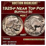 1925-p Buffalo Nickel Near Top Pop 5c ms67 SEGS