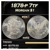 1878-p 7tf Morgan Dollar $1 Grades ms62