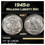 1945-d Walking Liberty Half Dollar 50c ms66+ SEGS