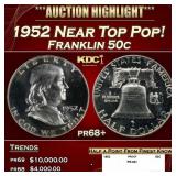 1952 Proof Franklin Half Dollar Near Top Pop! 50c