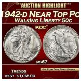 1942-d Walking Liberty Half Dollar Near Top Pop 50