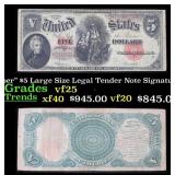1907 $5 Large Size Legal Tender Note "WoodChopper"