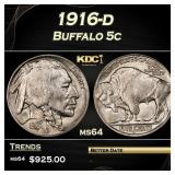 1916-d Buffalo Nickel 5c Grades ms64