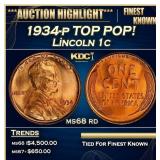 1934-p Lincoln Cent TOP POP! 1c ms68 rd SEGS