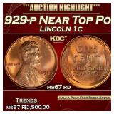 1929-p Lincoln Cent Near Top Pop! 1c ms67 rd SEGS