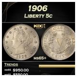 1906 Liberty Nickel 5c Grades ms65+