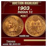 1903 Indian Cent . 1c ms66 rd SEGS