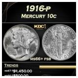 1916-p Mercury Dime 10c ms66+ fsb SEGS