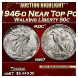 1946-d Walking Liberty Half Dollar Near Top Pop 50