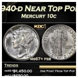 1940-d Mercury Dime Near Top Pop 10c ms67+ fsb SEG