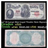 1907 $5 Large Size Legal Tender Note 'WoodChopper'