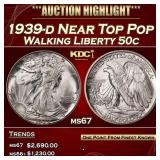 1939-d Walking Liberty Half Dollar Near Top Pop 50