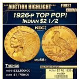 1926-p Gold Indian Quarter Eagle TOP POP! $2 1/2 m
