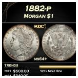 1882-p Morgan Dollar $1 Grades ms64+
