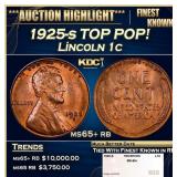 1925-s Lincoln Cent TOP POP! 1c ms65+ rb SEGS