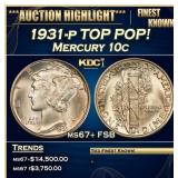 1931-p Mercury Dime TOP POP! 10c ms67+ FSB SEGS