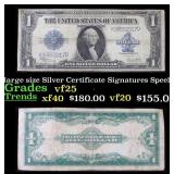 1923 $1 large size Silver Certificate Grades vf+ S