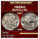 1929-d Buffalo Nickel 5c ms66 SEGS