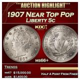 1907 Liberty Nickel Near Top Pop 5c ms66+ SEGS