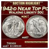 1942-d Walking Liberty Half Dollar Near Top Pop 50