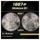 1887-p Morgan Dollar $1 Grades ms63+