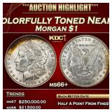 1892-o Morgan Dollar Colorfully Toned Near Top Pop