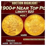 1900-p Gold Liberty Double Eagle Near Top Pop $20