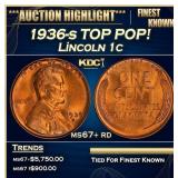 1936-s Lincoln Cent TOP POP! 1c ms67+ rd SEGS