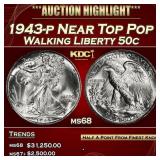 1943-p Walking Liberty Half Dollar Near Top Pop 50