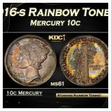 PCGS 1916-s Mercury Dime Rainbow Toned 10c ms61 PC