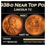 1938-d Lincoln Cent Near Top Pop 1c ms67 rd SEGS