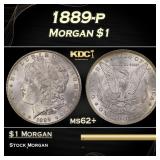 1889-p Morgan Dollar $1 Grades ms62+