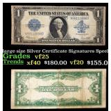 1923 $1 large size Silver Certificate Grades vf+ S