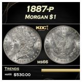 1887-p Morgan Dollar $1 Grades ms66