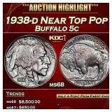1938-d Buffalo Nickel Near Top Pop 5c ms68 SEGS