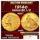 1914-d Gold Indian Quarter Eagle $2 1/2 ms65 SEGS
