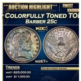 1895-p Barber Quarter Colorfully Toned TOP POP! 25