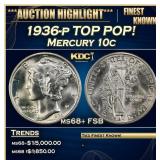 1936-p Mercury Dime TOP POP! 10c ms68+ FSB SEGS