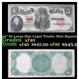 1907 $5 Large Size Legal Tender Note "WoodChopper"