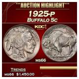 1925-p Buffalo Nickel 5c ms66 SEGS
