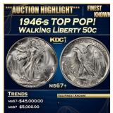 1946-s Walking Liberty Half Dollar TOP POP! 50c ms
