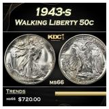 1943-s Walking Liberty Half Dollar 50c Grades ms66