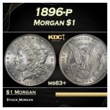 1896-p Morgan Dollar $1 Grades ms63+