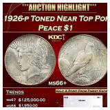 1926-p Peace Dollar Toned Near Top Pop $1 ms66+ SE