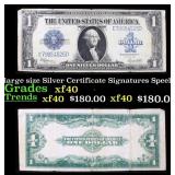 1923 $1 large size Silver Certificate Grades xf Si