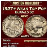 1927-p Buffalo Nickel Near Top Pop 5c ms67+ SEGS