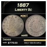 1887 Liberty Nickel 5c Grades ms65