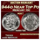 1944-d Mercury Dime Near Top Pop! 10c ms68 FSB SEG